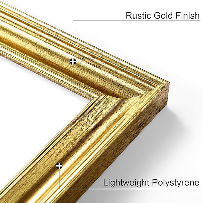 Vittanly 5x5 Picture Frames Set of 2, Ornate Vintage Photo Frame for Wall or Tabletop, Display 5x5 Pictures without Mat, Rustic Gold