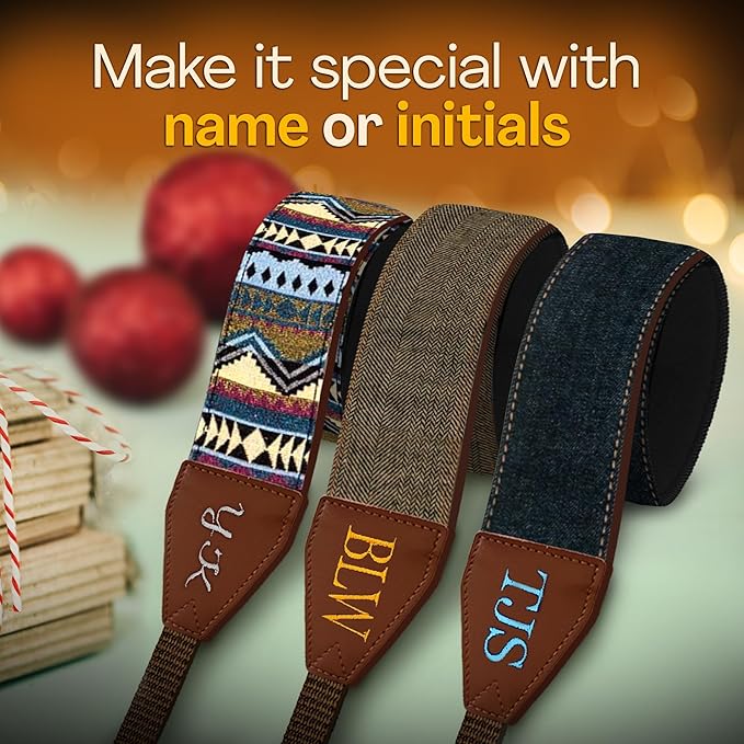 Art Tribute Camera Strap for All DSLR and Mirrorless Cameras. Add Your Name Or Initials Make It a Personalized Gift