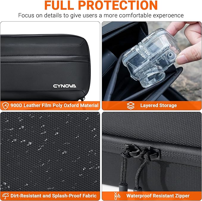 CYNOVA Carrying Bag for DJI Osmo Action 4/5 Pro, PU Storage Protective Bag for DJI Osmo Action 4/5 Pro Adventure Combo Accessories, Protective PU Storage Accessories