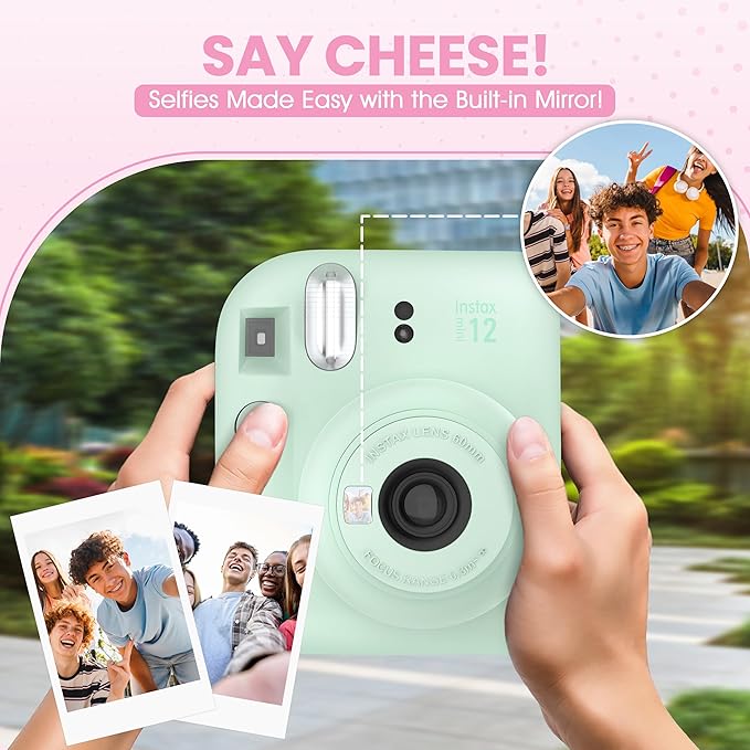 Fujifilm Instax Mini 12 Instant Camera Mint Green + Minimate Custom Designed Case + Fuji Instax Film 10 Sheets & Photo Album