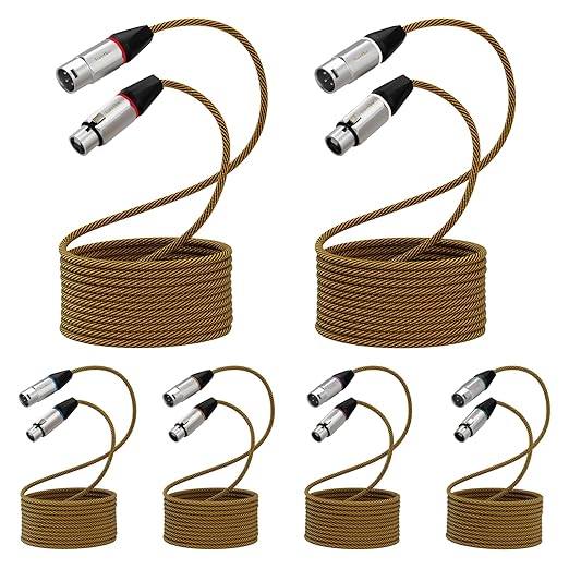 20ft XLR Cables 6 Pack, Premium Nylon Braided Microphone Cable,Balanced Male to Female Microphone Cords, Metal Shell for DJ Studio Gear