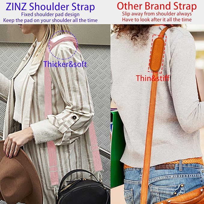 ZINZ Shoulder Strap 58" Ultra-Thick Fixed Padded and Adjustable Buckles Crossbody Strap for Briefcase Laptop Bag Luggage