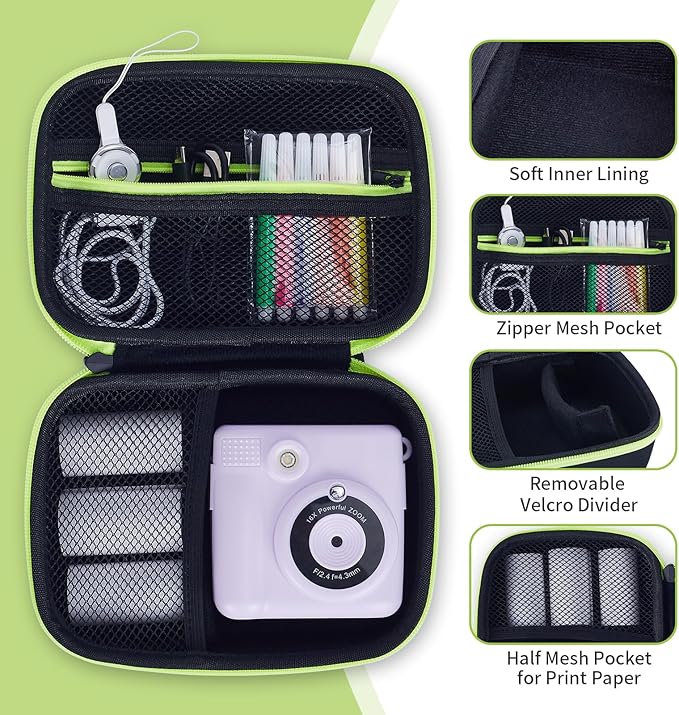 Hikkon Camera Case Compatible for ESOXOFFORE/Upgrade/Dylanto/Yehtta/HiMont/CAMCLID Kids Instant Print Camera Toy,Portable Digital Camera Storage Holder Organizer Bag (Case Only) - Black