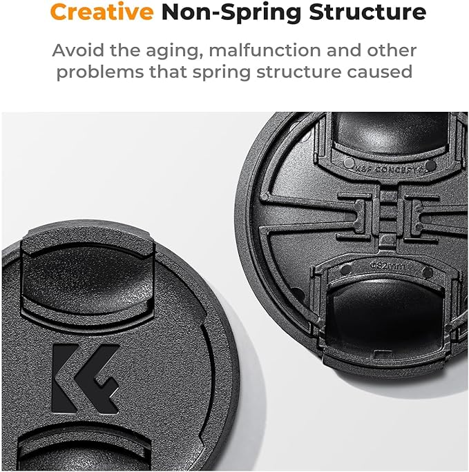 K&F Concept 77mm Lens Cap Cover, 4-in-1 Center Pinch Lens Cover + Anti-Loss Keeper Leash + Microfiber Cleaning Cloth Kits Compatible with Nikon, Canon, Sony, Fujifilm Camera Lenses