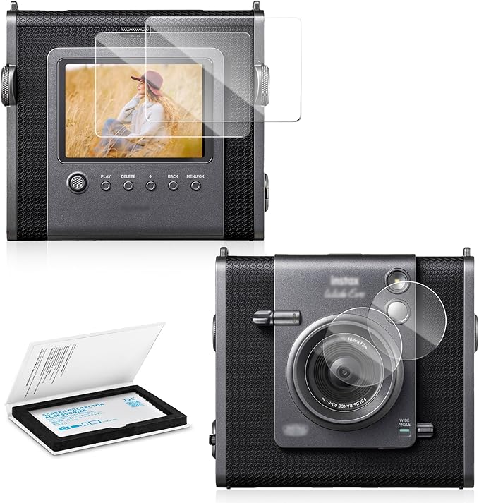 JJC 2 Pack Fuji Insta Wide EVO Screen Protector, 9H Ultra Clear Tempered Glass Lens Protector LCD Display Film for Fuji Insta Wide Evo instant film Accessories