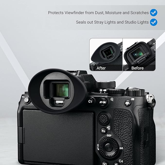 [Large Version] A7IV A7RV A9III A7SIII A1 Eyecup Eyepiece, Camera Viewfinder Eyeshade for Sony Alpha A7M4 A7R5 A9M3 A7S3 A1, 360 Rotating Extension Oval Design, Replace Sony FDA-EP19 Eye Cup