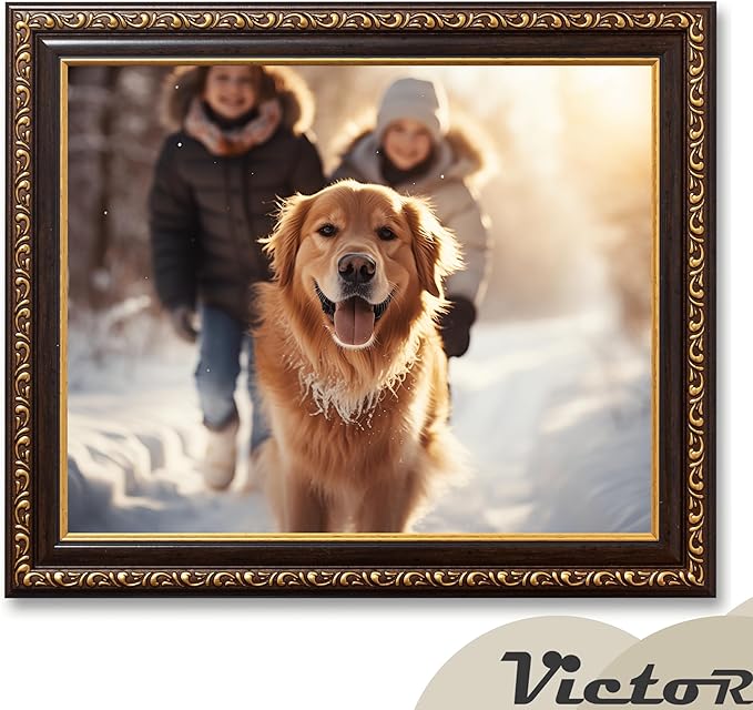 VictoR Picture Frame Chagall 8x10 Black Gold - Vintage Picture Frames with Shutterproof Acrylic Glass - 8 x 10 Photo Frame - Black Picture Frames - Antique - only for hanging