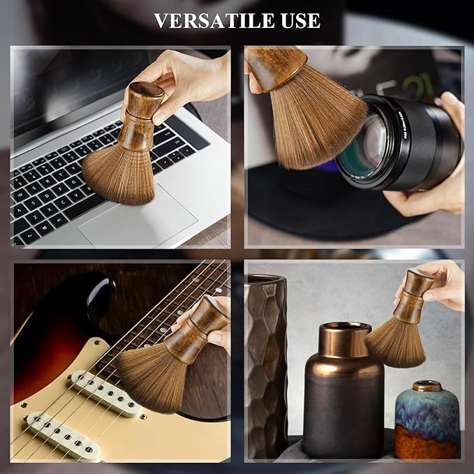 NiHome Vinyl Record Cleaning Brush for Turntables, LPs, Lenses, Screens, Furniture, Premium Beechwood Handle Ultra-Fine Microfiber Bristles Multi-Purpose Tool for Safe Dust Removal & Anti-Static Care