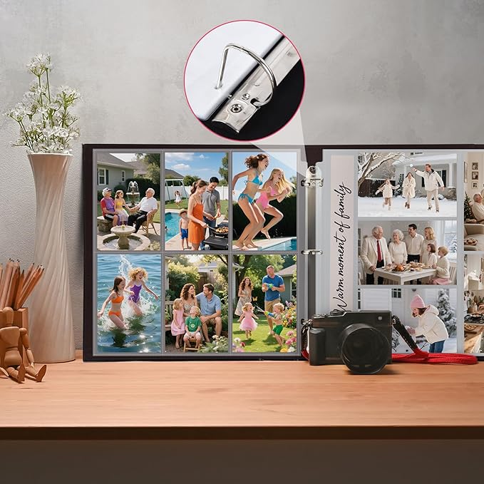 Oversized Photo Album Refill Pages 12x12, Mixed 4x6 Photo Sleeves for 3 Ring Binder, D-Ring Scrapbook Album, Wedding Family Anniversary Baby Travel Book, 20 Acid-Free Page Protectors with 200 Pictures