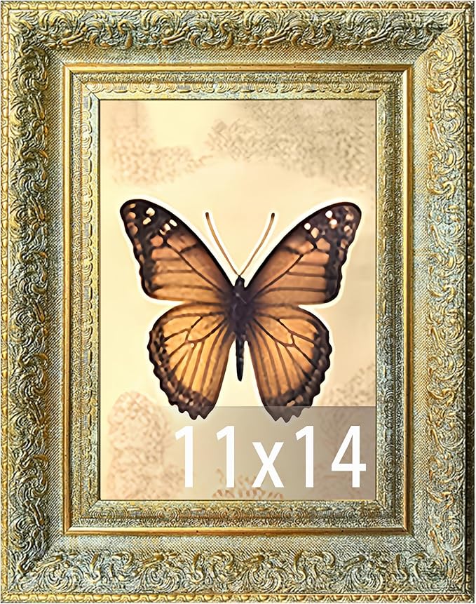 Vintage Picture Frame, Decorative Wall Hanging and Tabletop Display Photo Frame (Gold, 11X14)