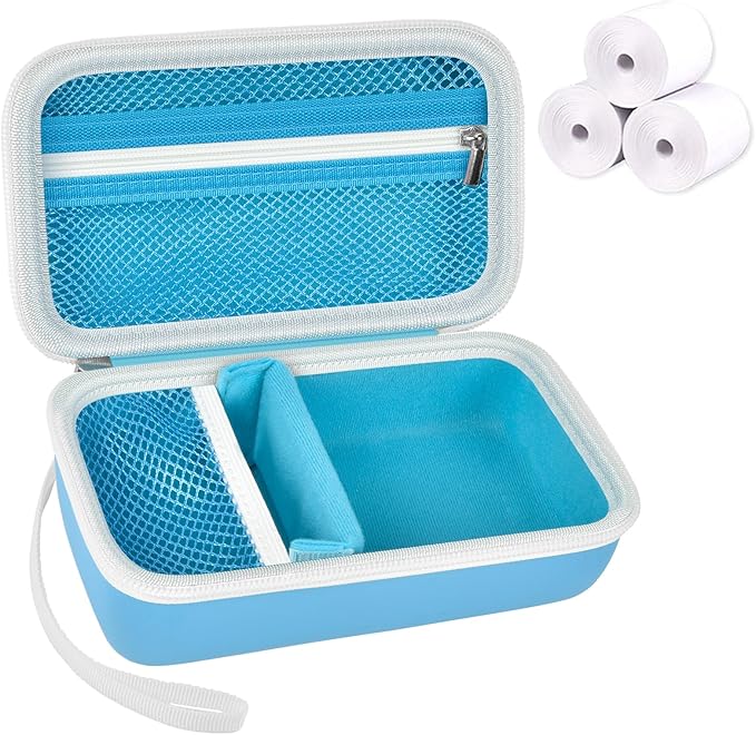 Grapsa Kids Instant Print Camera Case and 3 Rolls Instant Camera Refill Print Paper -Blue