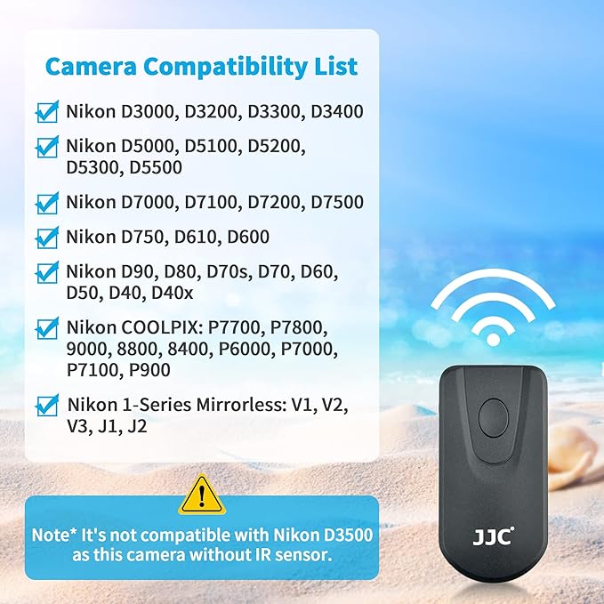 JJC Wireless Infrared Shutter Release Remote Control Replaces Nikon ML-L3 for Nikon D750 D610 D3400 D3300 D3200 D7500 D7200 D7100 D5500 D5300 D5200 D90 D80 Coolpix P900 P7800 P7700