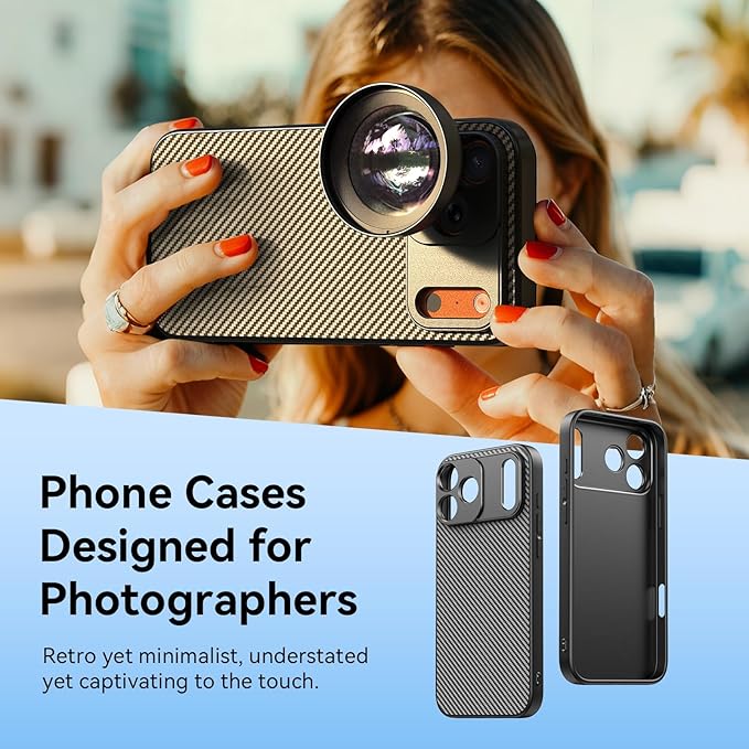 APEXEL 17mm Thread Lens Phone Case Compatible for iPhone 17 Pro Max, Compatible with All Telephoto & Macro Lenses, Durable Protective Cover Black