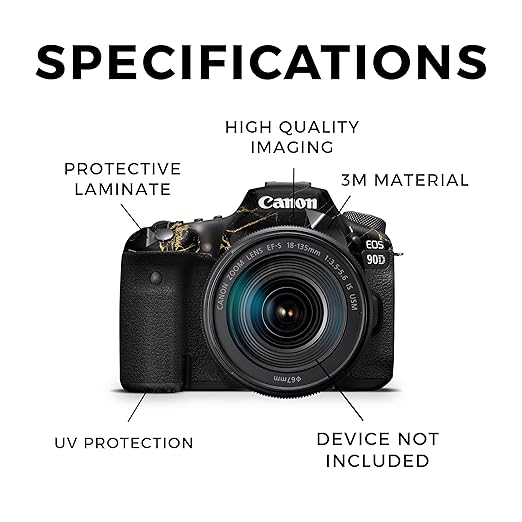 Camera Skin Compatible with Canon EOS 90D Camera (2019) - Black Gold Marble - Premium 3M Vinyl Protective Wrap Decal Cover - Easy to Apply | Crafted in The USA by MightySkins