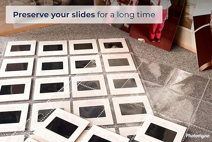 Photomyne Protective Photo Page | Holds 20 35mm Slides - 10 Pages Pack (200 Slides) - Clear Preservers