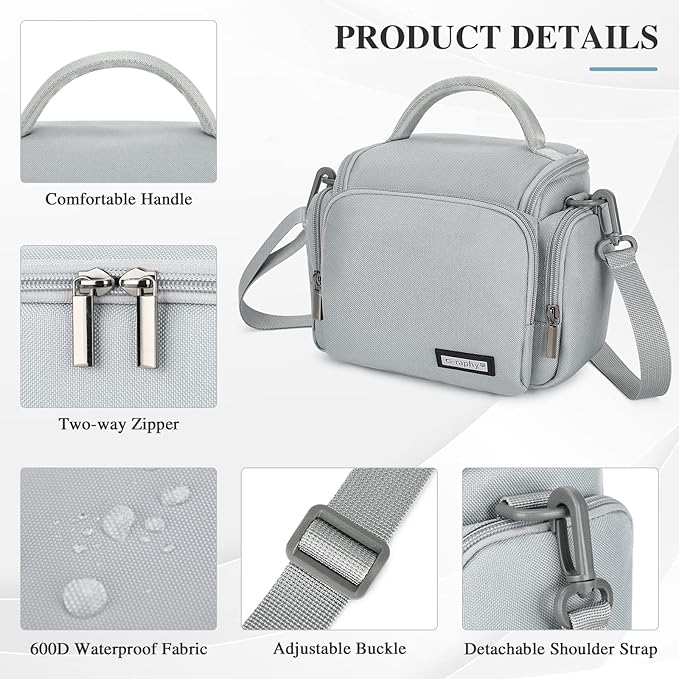 G-raphy Camera Bag Case DSLR SLR Crossbody Sling Photography Bags for Nikon Canon Sony DSLR SLR Mirrorless with Removal Straps(Parma Grey)