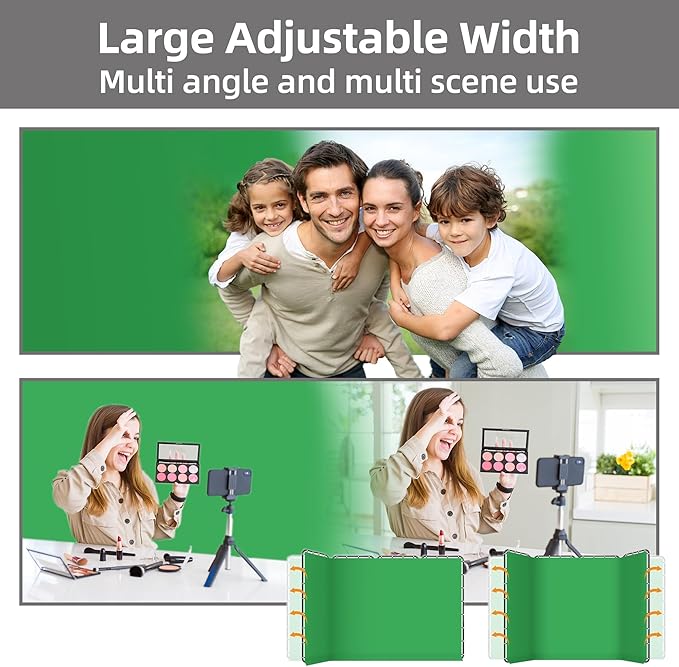 7.87ft x 13.12ft Green Screen Backdrop Kit with Stand, Adjustable Background with Heavy Duty Stand, Large Collapsible Backdrop for Studio Photography, Video Shooting, Live Streaming, Gaming