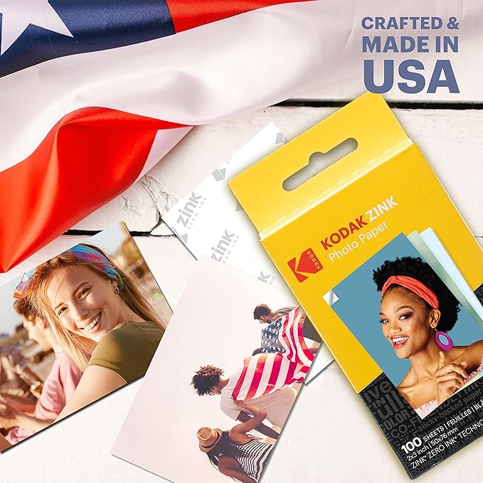KODAK 2"x3" Premium Photo Paper (100 Sheets) Compatible with PRINTOMATIC, Smile and Step Cameras and Printers (Packaging May Vary)