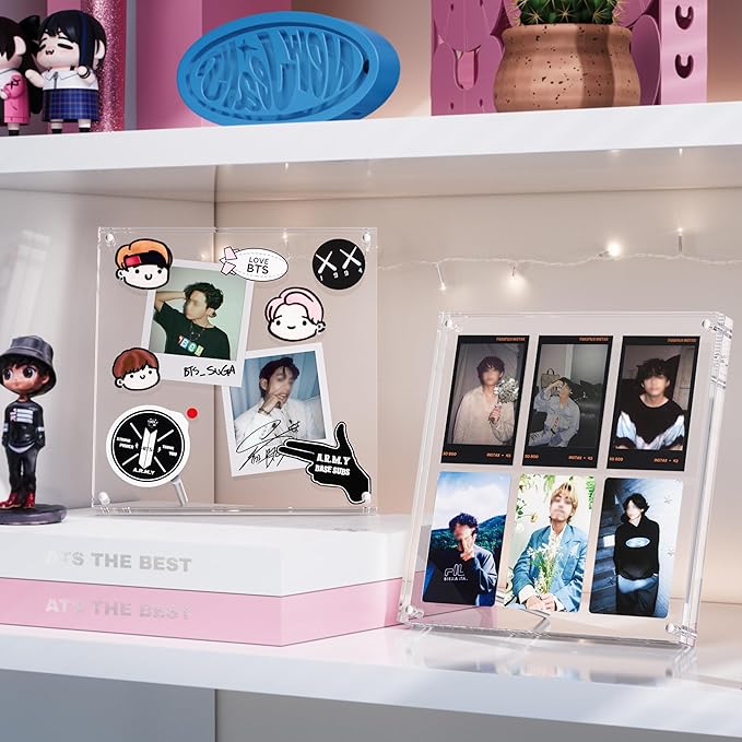 Janaden 2x3 Polaroid Picture Frame Holder for Photos, Acrylic Fridge Magnetic Frame Compatible with Fujifilm Instax Mini/Square Film, Instax Collage Frame for Refrigerator and Desktop Picture Display