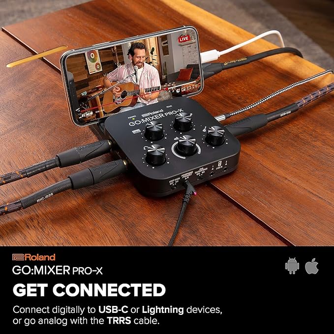 Roland GO:MIXER PRO-X Audio Mixer for Smartphones | Connect and Mix up to 7 Audio Sources | Add Studio Quality Audio to your Social Content and Livestreams