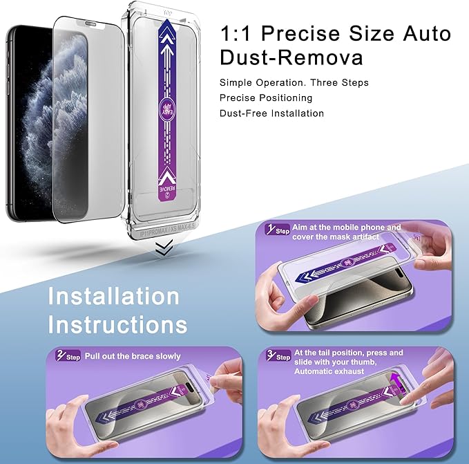 SHANG PIN JIA 2 Pack Matte Screen Protector for iPhone 11 Pro Max and iPhon XS MAX 6.5-Inch Auto Dust Removal, No Bubbles, Tempered Glass Film, Easy Installation