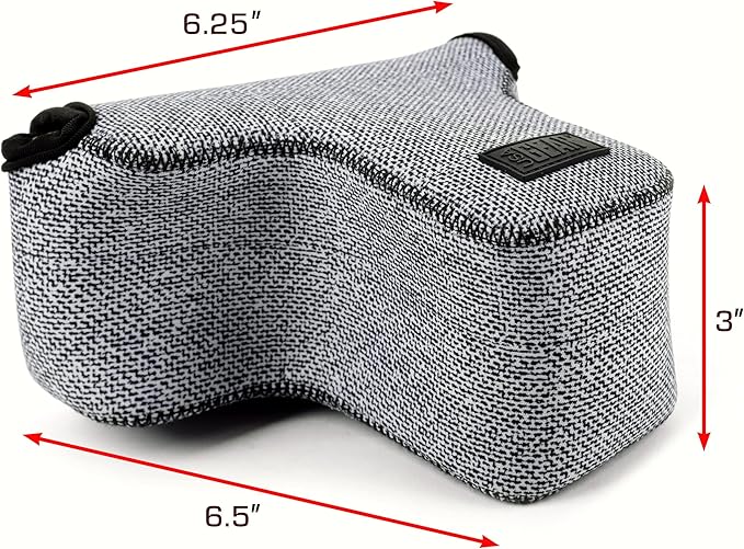 USA Gear Camera Sleeve (Medium) for Compact SLRs Compatible with Canon EOS R100 Nikon Z30 Sony ZV-E10, and more - Padded Neoprene DSLR Case with Zipper Accessory Pocket & Belt Loop (Gray Woven)