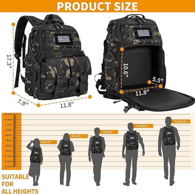 TORIBIO Camera Backpack for DSLR/SLR/Mirrorless Photography Camera, Water-resistant Tactical Camera Travel Bag Backpack Case with 15.6" Laptop Compartment, Tripod Holder