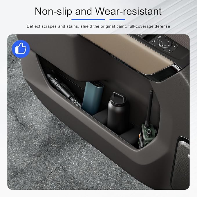 4PCS Door Side Storage Box Compatible with 2022-2026 Chevy Silverado GMC Sierra Door Handle Phone Pocket Tray Insert Organizer Crew Cab Replacement for 2022-2026 Chevy Silverado Accessories