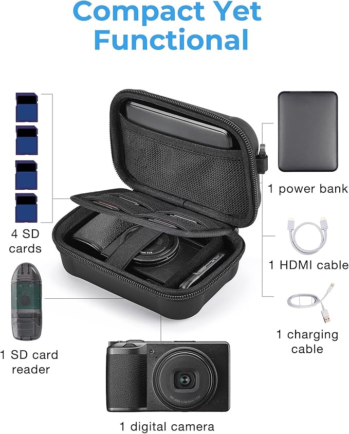 BAGSMART Digital Camera Case, Protective & Waterproof Small Camera Case with Shoulder Strap, Lightweight Camera Sling Bag for Canon PowerShot ELPH 180/190 / Sony DSCW800/DSCW830 - Black