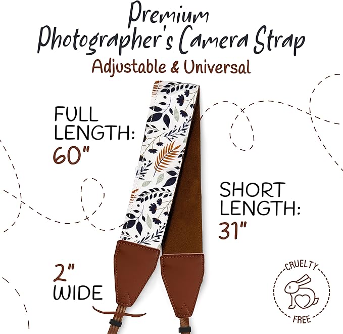 Art Tribute Camera Strap for All DSLR and Mirrorless Cameras. Add Your Name Or Initials Make It a Personalized Gift