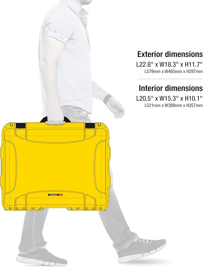 NANUK 950 Waterproof Hard Case with Wheels and Foam Insert - Yellow