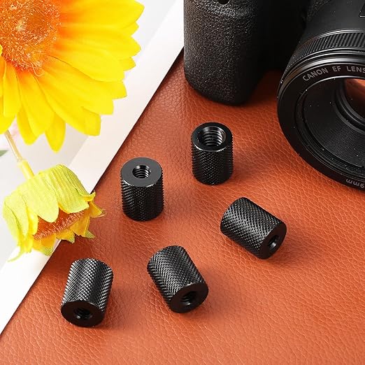 1/4 to 3/8 Tripod Camera Screw Converter, 4 Pcs Double Female Thread 3/8 Female to 1/4 Female Adapter Cylinder Screw Thread Photography Nut Accessories Suitable for Electric Rails and Light Stands