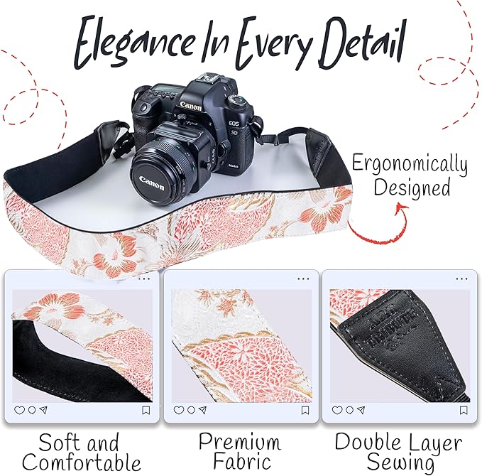 Art Tribute Camera Strap for All DSLR and Mirrorless Cameras. Add Your Name Or Initials Make It a Personalized Gift