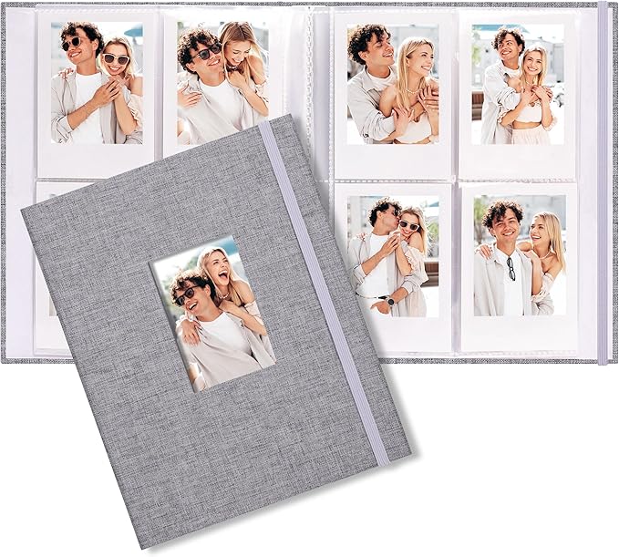 Vienrose Mini Polaroid Photo Album Book 208 Photos 2x3 Inch Pictures for Fujifilm Instax Mini 7s 8 9 11 25 26 40 50s 90 Evo Z2300 Instant Camera, Polaroid Snap Gray 1 Pack