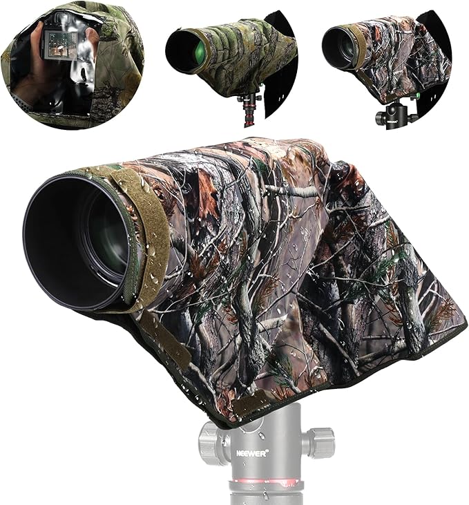 NEEWER PB020 Large Waterproof Rain Cover for Canon Sony Nikon Fujifilm DSLR Camera & Lenses up to 400 mm on Both Sides Camouflage Green Nylon