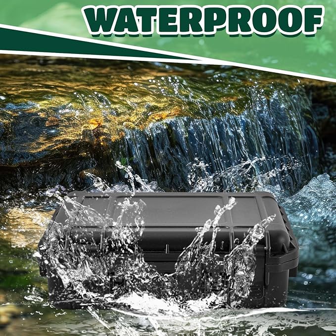 Relaxweex 14.3 x 11.4 x 4.5 Inch Waterproof Hard Case with DIY Customizable Foam Insert Portable Protective Case with Knife for Camera Drones Equipments Tools Test Instruments (Black)