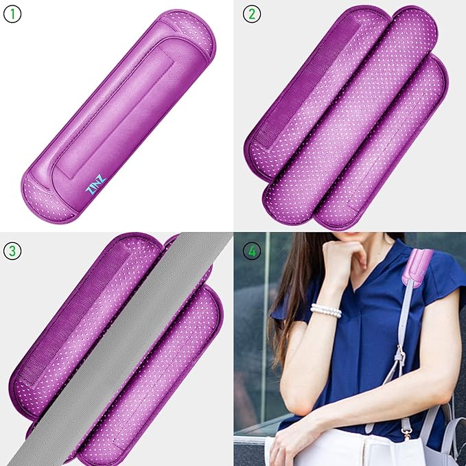 ZINZ Universal Shoulder Pad with Ultra Thick Cushion for Bag Luggage Bag Crossbody, Plus Long & Anti-Slip & Breathable,Purple
