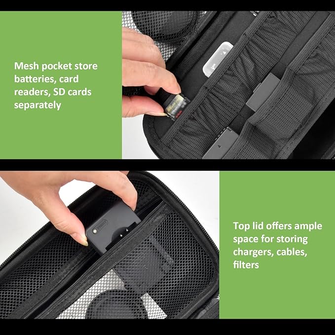 Digital Camera Case Compatible with Canon EOS Rebel T7/ 4000D/ T100 DSLR Cameras, Also for Sony Alpha a6400/ a6100/ a6700/ A6600/ a6300 Mirrorless, Holder for SD Card and More (Black)