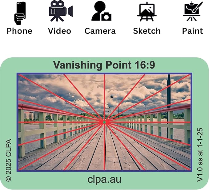 CLPA Vanishing Point Viewfinder: Credit Card-Sized Composition Grids for Video, Photography & Art in 4:3, 3:2, & 16:9