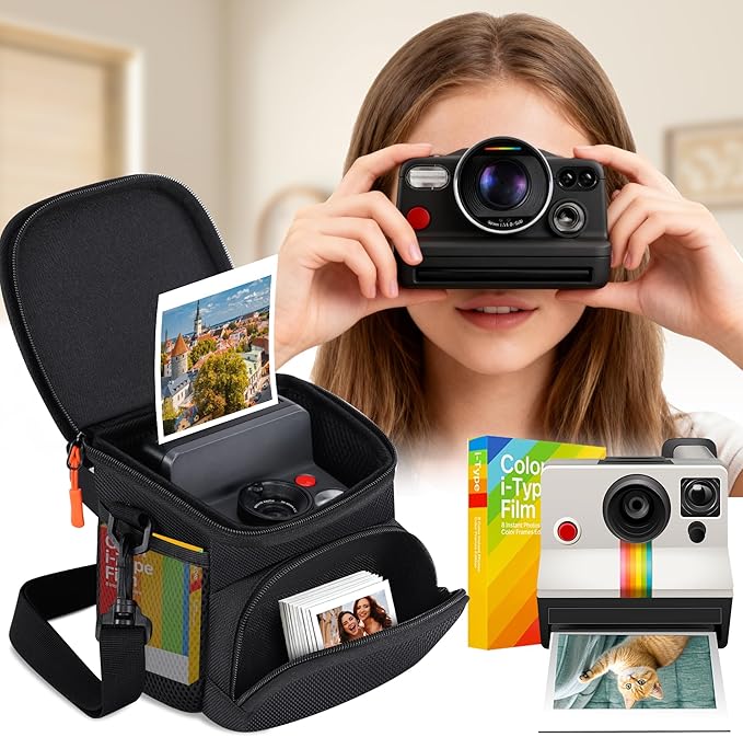 KANG YU Camera Sling Bag Compatible with Polaroid Now+ Generation 3rd/2nd/1st I-Type, Crossbody Camera Bag Compatible with Polaroid Now Instant Camera, Camera Carrying Case with Adjustable Strap