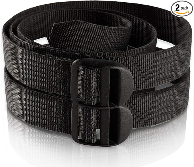 M-Tac Pack of 2X Utility Strap for Backpack Tactical Lashing for MOLLE Gear Plastic Buckle (Black, 50 inches)