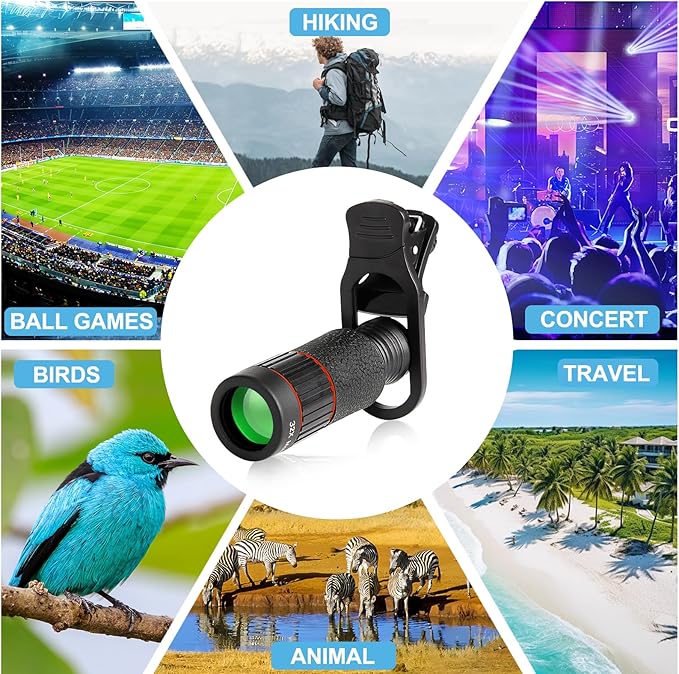 32X Telephoto Phone Lens, High Power HD Lens Attachment with Adjustable Tripod & Universal Clip, Compatible with iPhone Android, Ideal for Bird Watching, Concert, Outdoor Photography