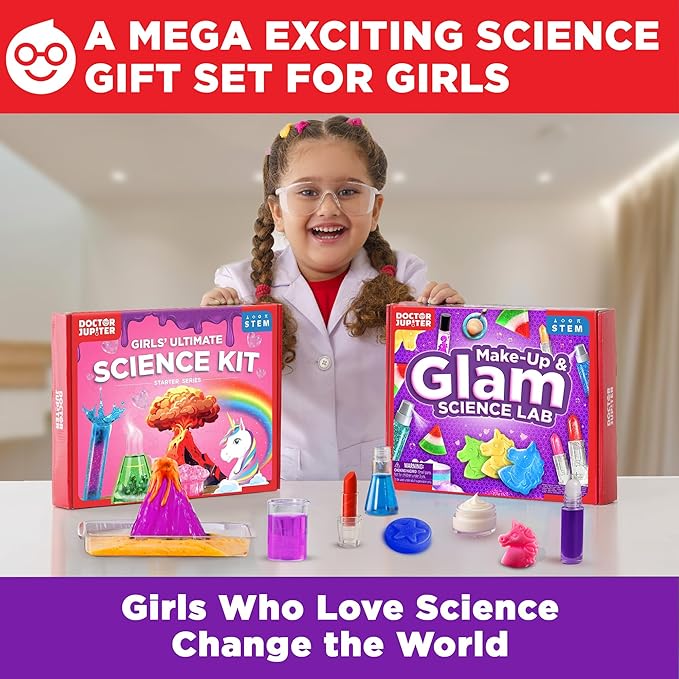 Doctor Jupiter Mega Science Gift Set | Set of ‘Girls’ Ultimate Science Kit’, ‘Glam Science Kit’ for Ages 8+ | Birthday Gift Ideas, STEM Learning & Educational Toys for 8-10-12-14 Year Olds
