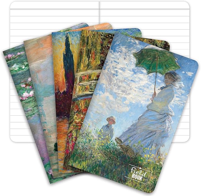 Elan Publishing Company Field Notebook - 3.5"x5.5" - MONET Patterns - Lined Memo Book - Pack of 5