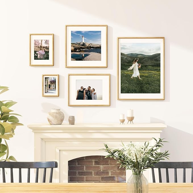 Dreamland 5x7 Matted to 4x6 Picture Frame Natural Wood Picture Frames Solid Oak Wood Picture Frame Handcrafted Rounded Corner with HD Tempered Glass Tabletop or Wall Mount Display, 1 Pack