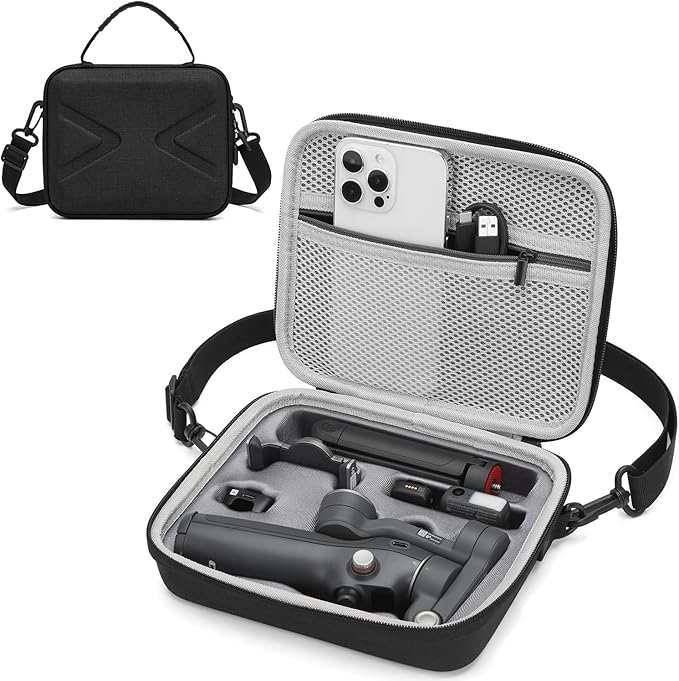 Hard Case for Osmo Mobile 7P / 7, Portable Storage for OM 7P/7, Shoulder Bag for DJI OM 7 /7P Smartphone Gimbal Stabilizer Accessories Case, Black