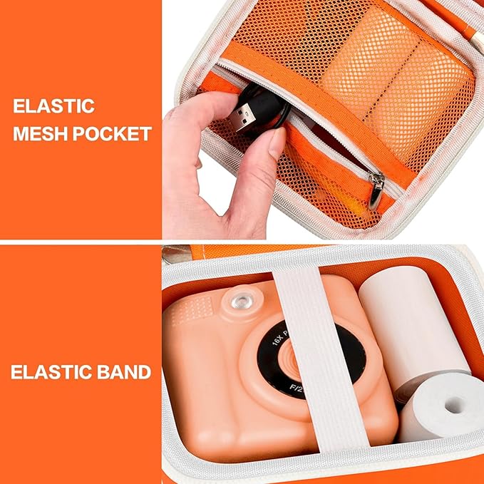 PAIYULE Kids Instant Print Camera Case Compatible with ESOXOFFORE for Dylanto for DUDUDRAGON for GKTZ for Dafotil for Careenoah for Aasonida Toddler Digital Prints Paper Storage Bag (Box Only) Orange