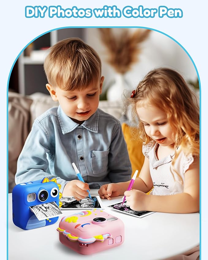 KOKODI Kids Camera Instant Print, Toddler Cameras Christmas Birthday Gifts for Boys Age 3-12, Digital Video Instant Printer Camera for Kids, Toys for Ages 5-7 Boys (Blue)