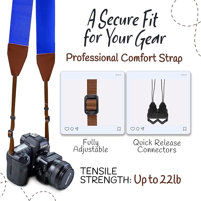 Art Tribute Camera Strap for All DSLR and Mirrorless Cameras. Add Your Name Or Initials Make It a Personalized Gift