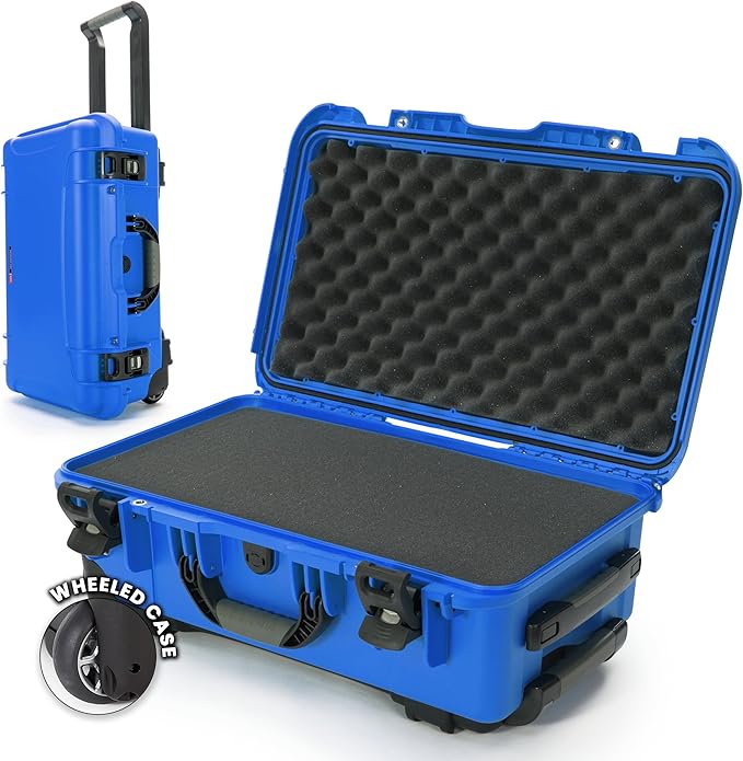 NANUK 935 Hard Case with Cubed Foam and Lid Organizer – Waterproof Protective Equipment Case with Wheels, 22” x 14” x 9” – Dustproof, Airline Carry-On Approved – Blue